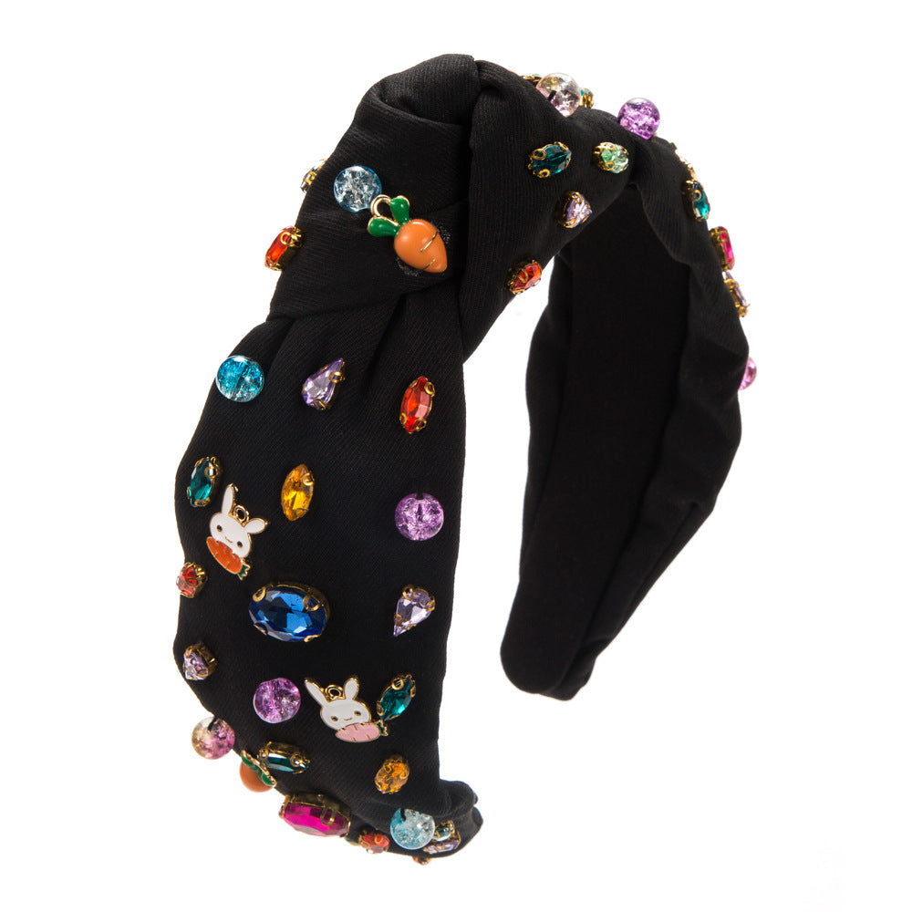 Wholesale Easter Diamond Crystal Cute Cartoon Jade Rabbit Headband